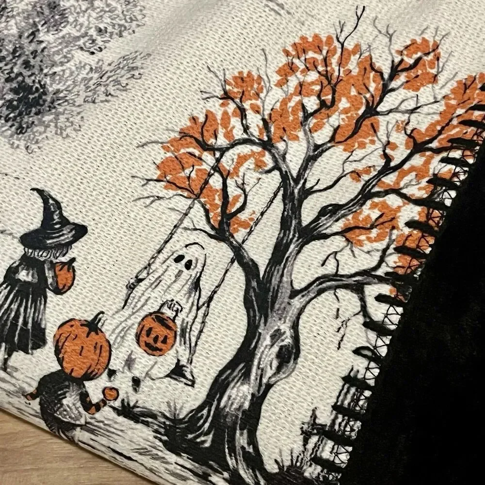 Nicole Miller Halloween Haunted Village Witch Plush Throw Blanket Cozy Fall